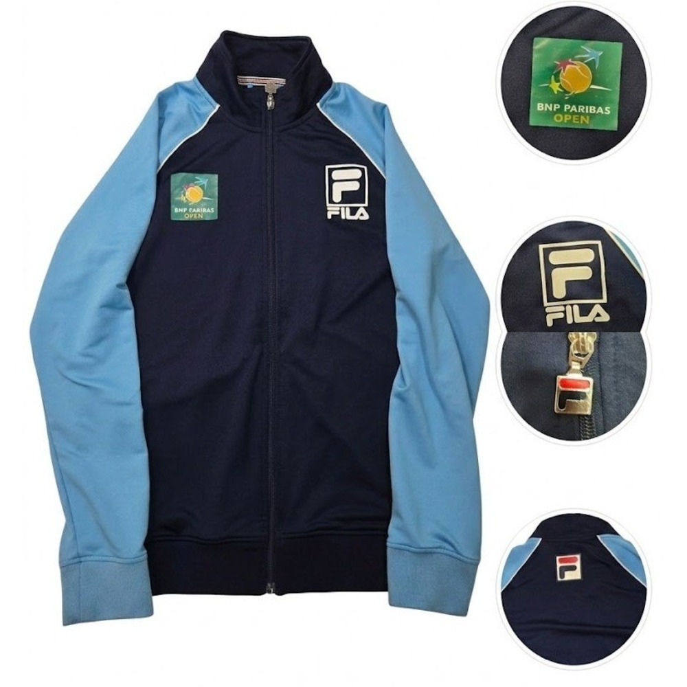 Fila BNP Paribas Open Track Jacket Mens XS Blue Tennis Warm Up Zip Indian Wells